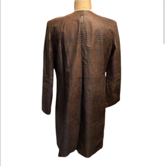 Spiegel Brown Croc Leather Coat - Picture 3 of 5